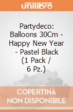 Partydeco: Balloons 30Cm - Happy New Year - Pastel Black (1 Pack / 6 Pz.) giochi
