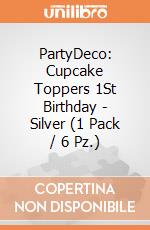 PartyDeco: Cupcake Toppers 1St Birthday - Silver (1 Pack / 6 Pz.) giochi