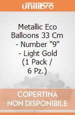 Metallic Eco Balloons 33 Cm - Number ''9'' - Light Gold (1 Pack / 6 Pz.) giochi