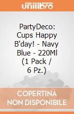 PartyDeco: Cups Happy B'day! - Navy Blue - 220Ml (1 Pack / 6 Pz.) giochi