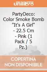 PartyDeco: Color Smoke Bomb ''It's A Girl'' - 22.5 Cm - Pink (1 Pack / 5 Pz.) giochi