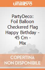 Partydeco: Foil Balloon Checkered Flag Happy Birthday - 45 Cm, Mix giochi
