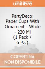 PartyDeco: Paper Cups With Ornament - White - 220 Ml (1 Pack / 6 Pz.) giochi