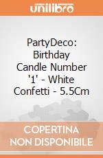PartyDeco: Birthday Candle Number '1' - White Confetti - 5.5Cm giochi