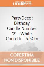 PartyDeco: Birthday Candle Number '2' - White Confetti - 5.5Cm giochi