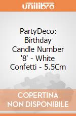 PartyDeco: Birthday Candle Number '8' - White Confetti - 5.5Cm giochi