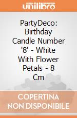 PartyDeco: Birthday Candle Number '8' - White With Flower Petals - 8 Cm giochi