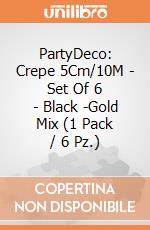 PartyDeco: Crepe 5Cm/10M - Set Of 6 - Black -Gold Mix (1 Pack / 6 Pz.) giochi