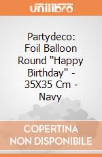 Partydeco: Foil Balloon Round ''Happy Birthday'' - 35X35 Cm - Navy giochi