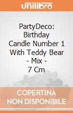 PartyDeco: Birthday Candle Number 1 With Teddy Bear - Mix - 7 Cm giochi