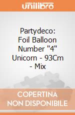 Partydeco: Foil Balloon Number ''4'' Unicorn - 93Cm - Mix giochi