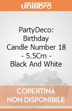 PartyDeco: Birthday Candle Number 18 - 5.5Cm - Black And White giochi