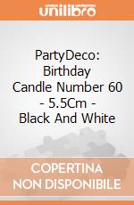 PartyDeco: Birthday Candle Number 60 - 5.5Cm - Black And White giochi