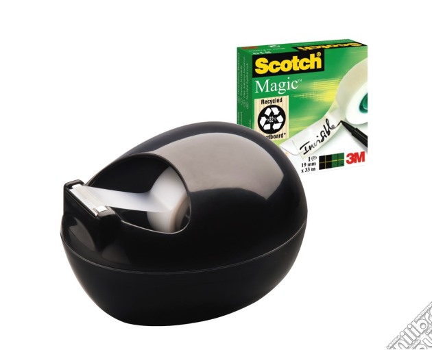 3M: Post-it - Dispenser C36 Karim Nero + Rotolo Di Nastro Scotch Magic 810 19mmx7.5m gioco di 3M