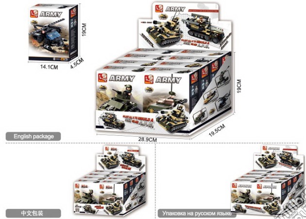 Display 8 Pz - Sluban: Esercito - Carro Armato E Apc 8 In 1 gioco di Sluban