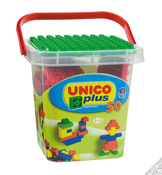 Androni: Unico Plus - Costruzioni 2-5 Anni - Secchio 50 Pz (Made In Italy) gioco di Unico Plus
