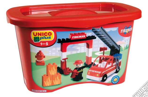 Androni: Unico Plus - Costruzioni 2-5 Anni - Cestino Pompieri (Made In Italy) gioco di Unico Plus