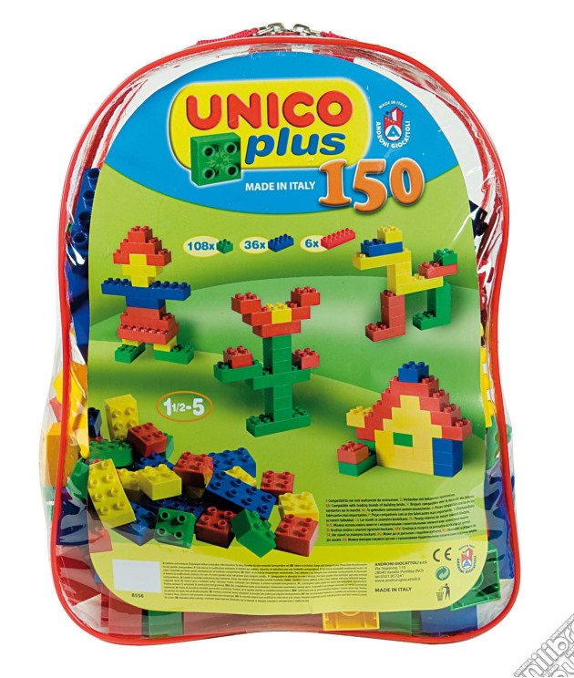 Androni: Unico Plus - Costruzioni 2-5 Anni - Zaino Medio 150 Pz (Made In Italy) gioco di Unico Plus