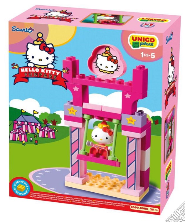 Androni: Unico Plus - Costruzioni 2-5 Anni - Hello Kitty - Luna Park - Altalena (Made In Italy) gioco