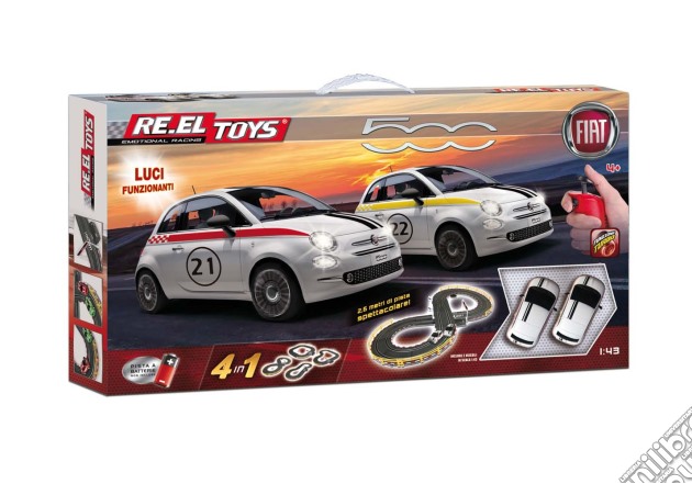 Reel Toys: Fiat 500 Pista A Batterie 2,6 M 4 In 1 Funzione Turbo Con 2 Auto 6 Cm Con Luci gioco di Re.el toys