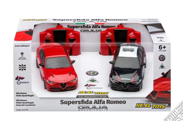 Re.El Toys 2175 - Supersfida Alfa Romeo Giulia Quadrifoglio - 2 Macchine 19 Cm Radiocomandate gioco di Re.el toys