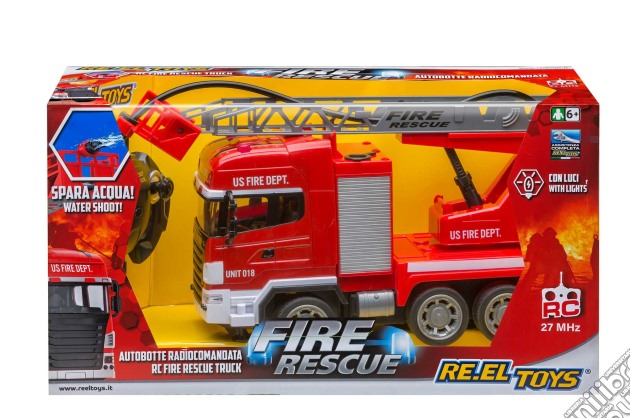 Re.El Toys 2247 - Fire Department Truck - Multifunctional Radio Controlled Fire Truck - Spray Water From The Command On The Transmitter gioco di Re.el toys