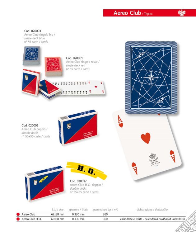 Carte Da Gioco Poker Aeroclub A1 Rosso gioco di Dal Negro