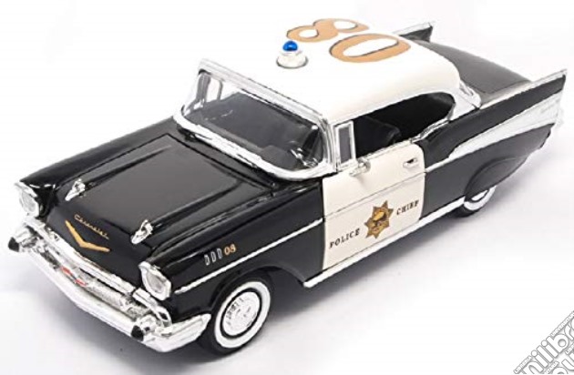 Lucky Die Cast: 1957 Chevrolet Bel Air Police Chief Car Nero gioco