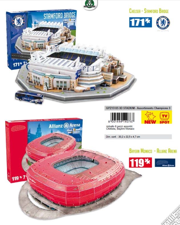 Nanostad: 3D Stadium Puzzle - Champions Assortimento (Chelsea / Bayern) gioco di Giochi Preziosi