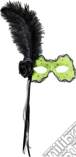 Widmann: Maschera Brazil Verde Fluorescente Con Paillettes Olografiche, Rosa,Nastri E Piuma giochi