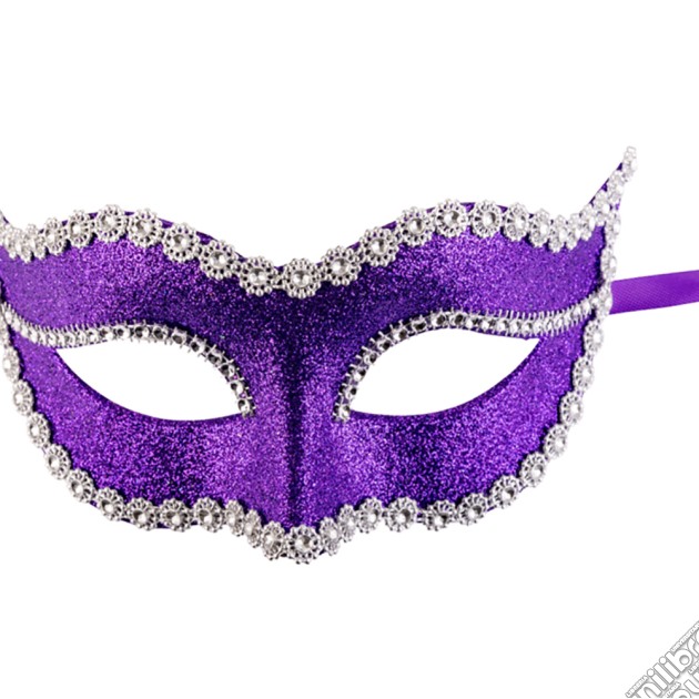 Maschera In Plastica C/Glitter Viola E Strass In Busta C/Cav. gioco di Carnival Toys