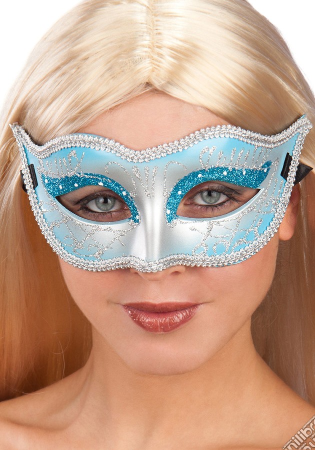 Carnival Toys 1686: Maschera In Plastica Rigida Azzurra Decorata C/Glitter gioco