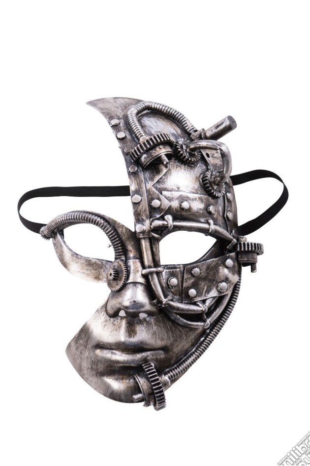 Carnival Toys: 1761: Maschera Steampunk Mezzo Viso Argento In Plastica Rigida gioco