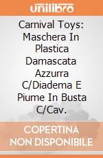 Carnival Toys: Maschera In Plastica Damascata Azzurra C/Diadema E Piume In Busta C/Cav. giochi