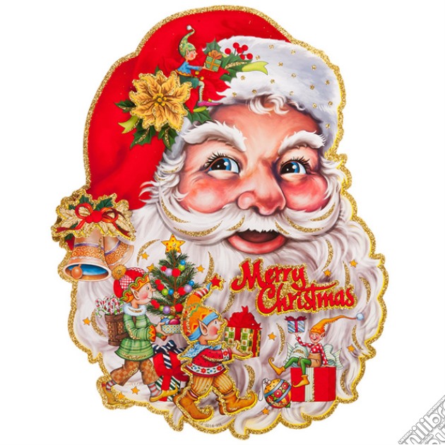 Carnival Toys 9708: Poster Babbo Natale In Carta In Rilievo C/Glitter H.Cm.60X50 Ca. gioco