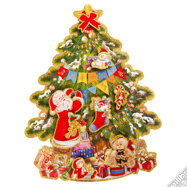 Carnival Toys 9711: Poster Albero Di Natale In Carta In Rilievo C/Glitter H.Cm.60X50 Ca. gioco