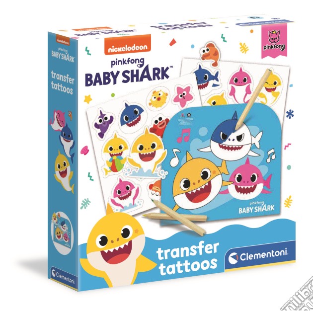 Clementoni: Art E Craft - Baby Shark  - Tatuaggi gioco