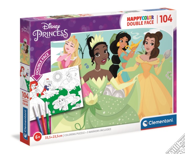 Disney: Clementoni - Puzzle Happy Colour 104 Pz - Disney Princess puzzle