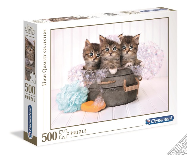 Puzzle 500 Pz - High Quality Collection - Kittens And Soap puzzle di Clementoni