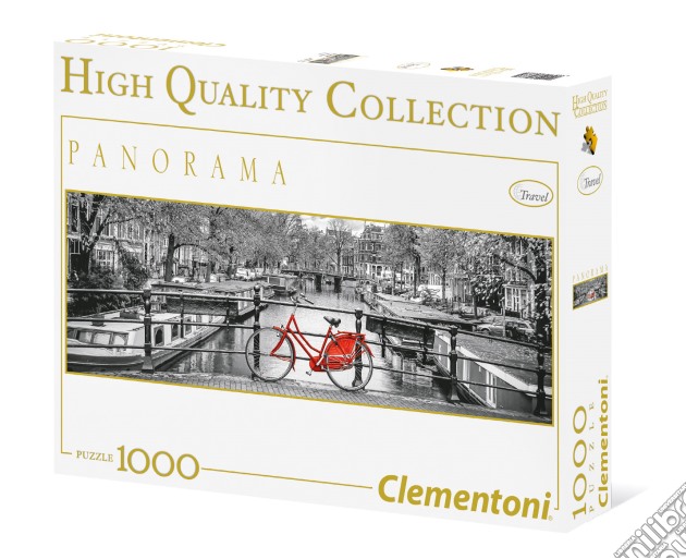 Puzzle 1000 Pz - High Quality Collection - Panorama - Amsterdam Bicycle puzzle di Clementoni