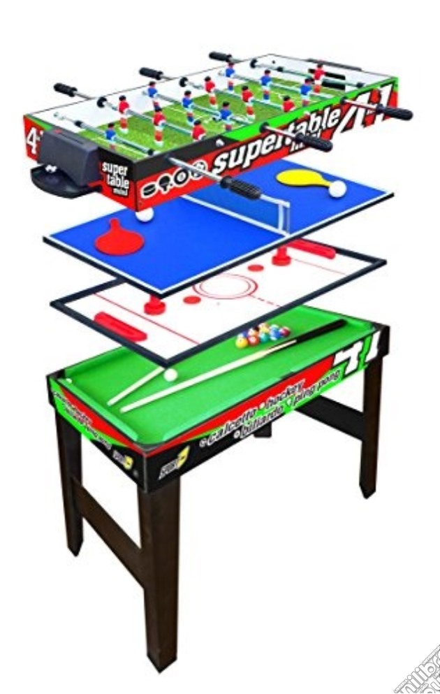 Sport1: Tavolo 4 In 1 Mini 3Vs3 (Calcetto, Ping Pong, Carambola, Hockey) gioco