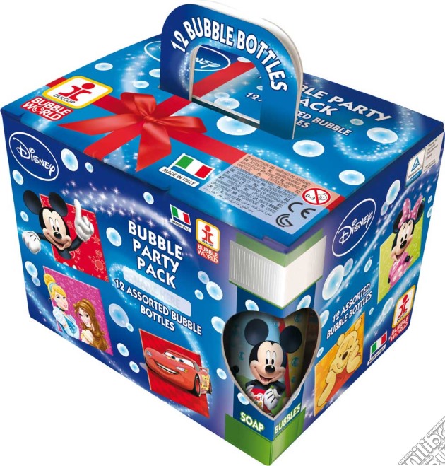 Dulcop Bubble World - Bolle Di Sapone - Party Pack 12 Pz 60 Ml - Disney (Topolino / Minnie / Cars / Principesse Disney) gioco di Dulcop
