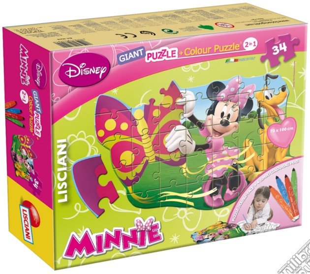 Minnie - Puzzle Color Plus Gigante (Puzzle+4 Pennarelli Jumbo) gioco di Lisciani