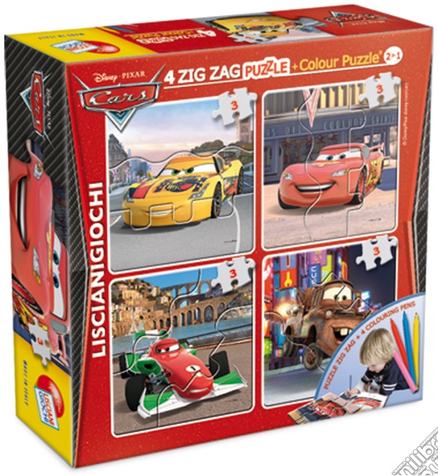 Disney - Puzzle Color Plus Zigzag Ass. (4 Minipuzzle+4 Pennarelli) (Cars / Minnie / Pinocchio) puzzle di Lisciani