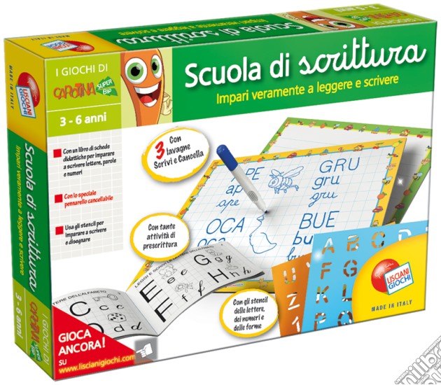 CAROTINA SCUOLA DI SCRITTURA - Impara veramente a scrivere lettere e numeri!  gioco di Lisciani