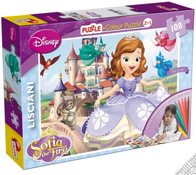 Sofia La Principessa - Puzzle Color Plus Super 108 Pz (Puzzle+8 Pennarelli) puzzle di Lisciani