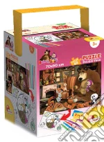 Masha E Orso - Fustino Puzzle Double-Face 48 Pz + Pennarelli - A Casa