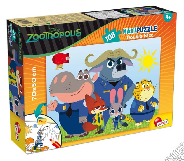 Zootropolis - Puzzle Double-Face Supermaxi 108 Pz puzzle di Lisciani
