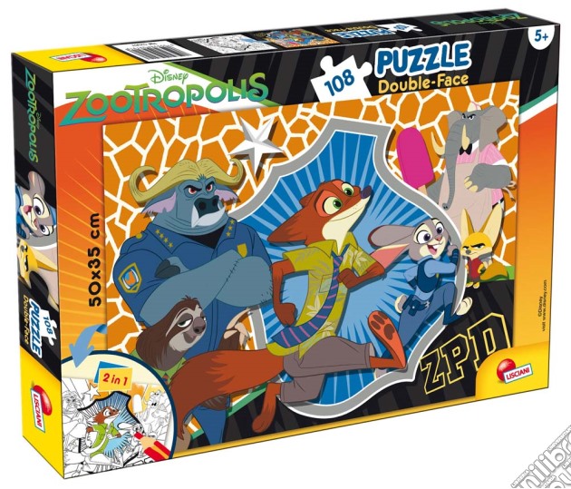 Zootropolis - Puzzle Double-Face Plus 108 Pz puzzle di Lisciani