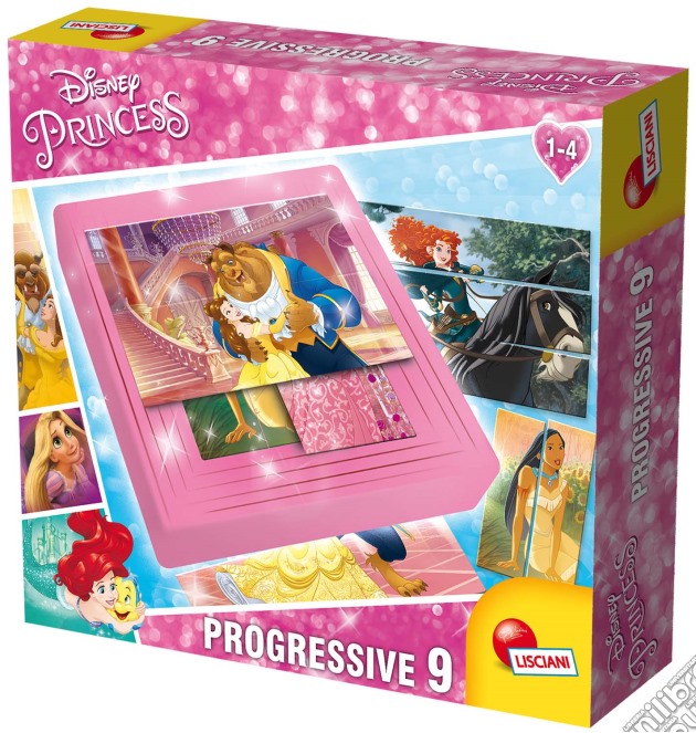 Principesse Disney - Progressive 9 - 9 Puzzle Progressivi Con Vaschetta Compositoio gioco di Lisciani